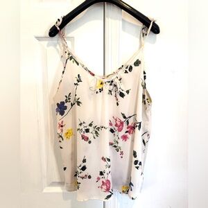 Women's Cream Floral Spaghetti Strap Cami Top Boho Fairy,Romantic 
Y2K Size M